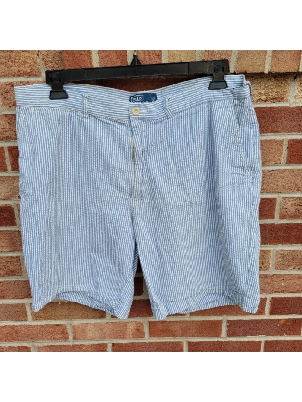 Polo By Ralph Lauren Seersucker Chino Shorts Men's Size 38 Flat Front Pockets